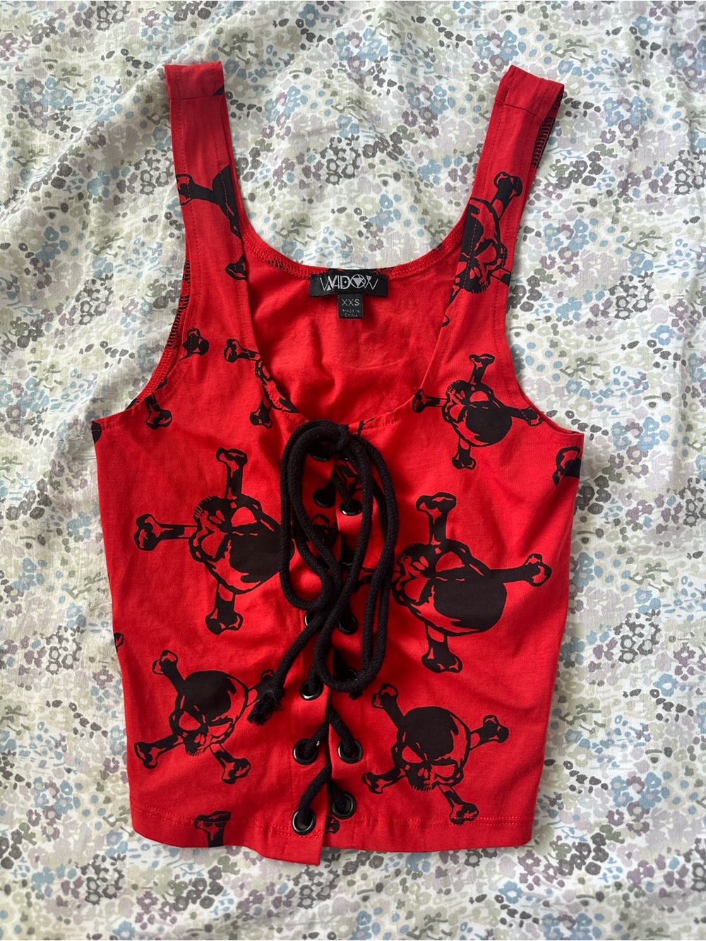 dolls kill skull lace up tank